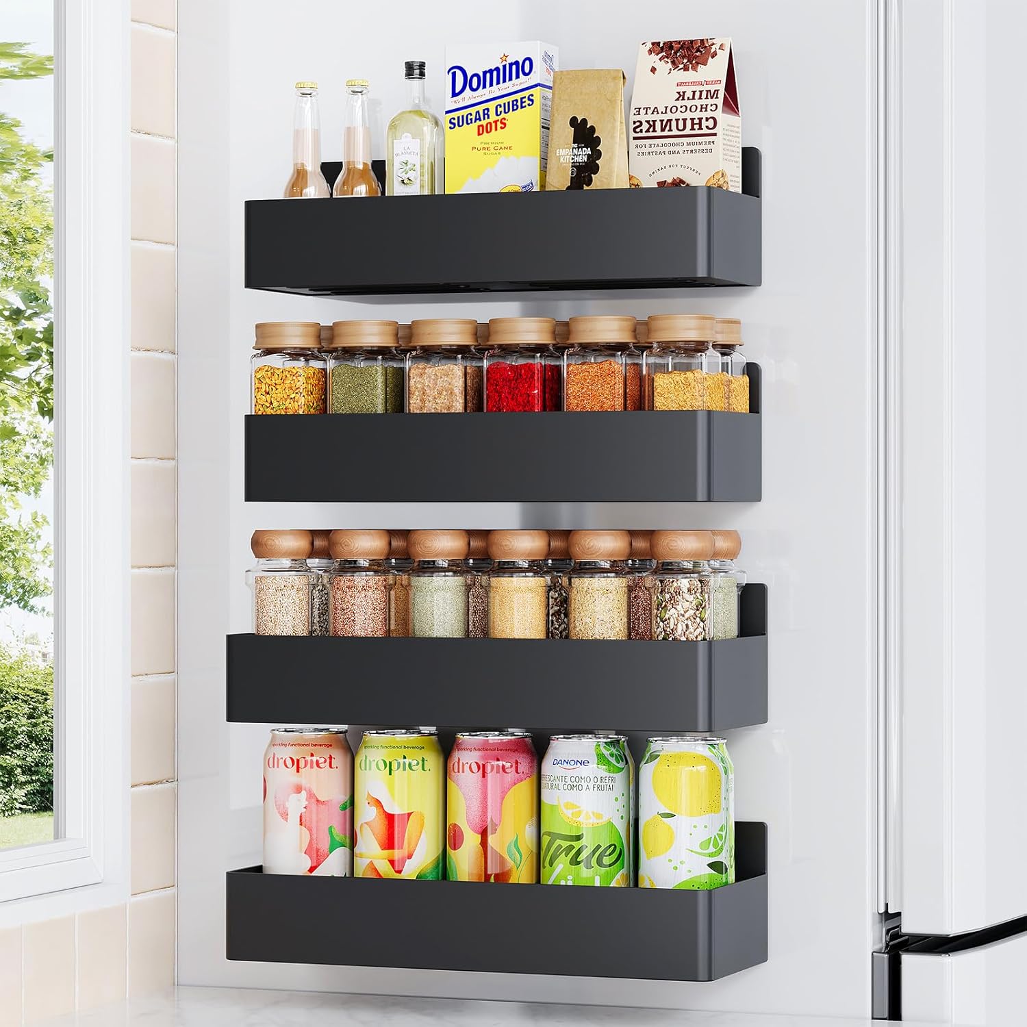 Amazon.com: Mystozer Magnetic Spice Rack for Refrigerator, Kitchen